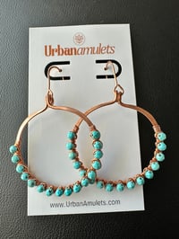 Image 3 of Turquoise (Copper) Hoop Earrings