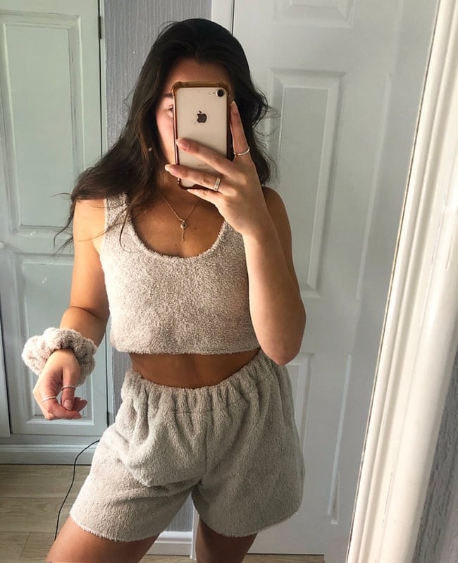 towelling co-ord and scrunchie