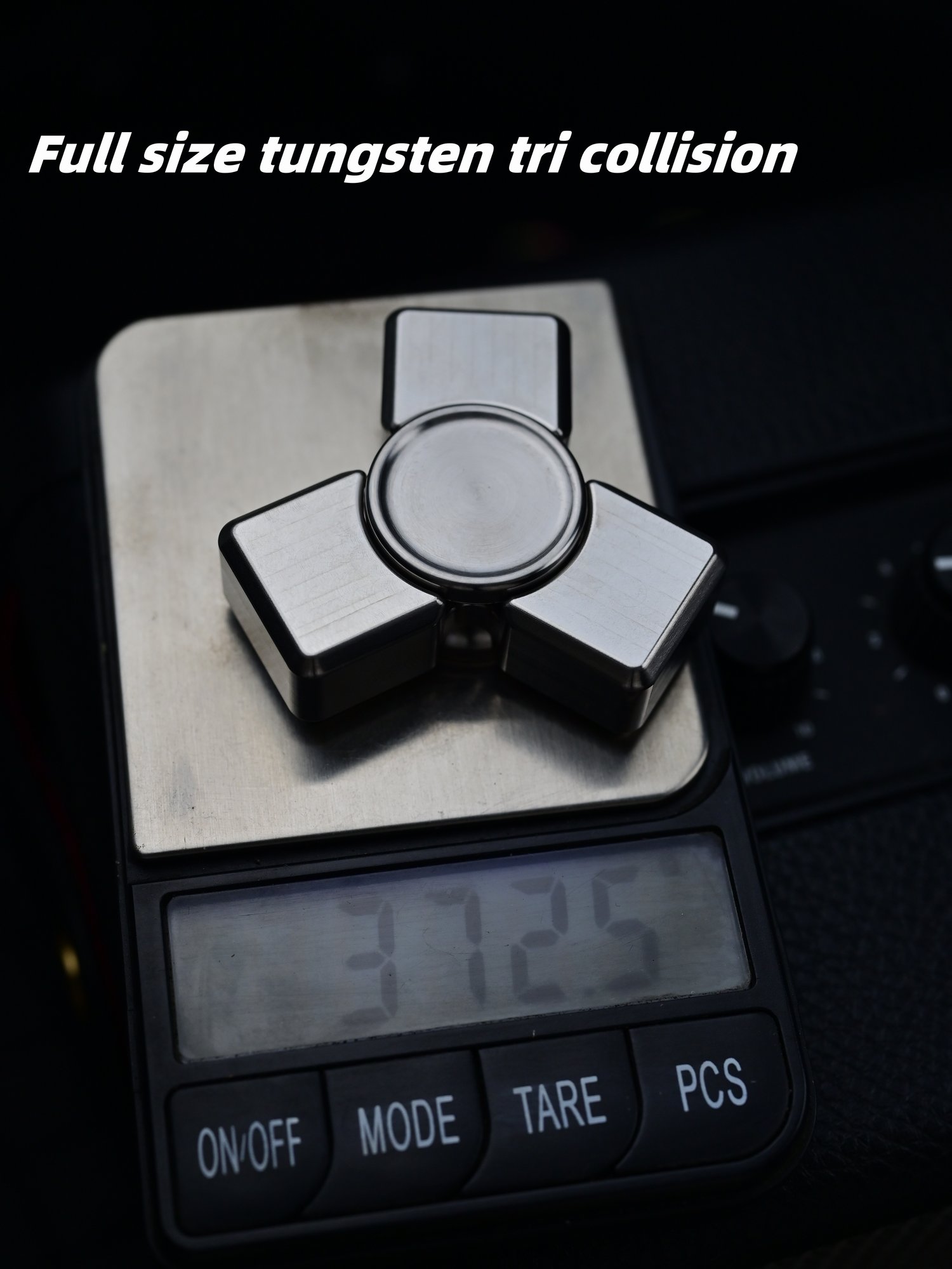 Image of Tungsten Full-size tri collision fidget spinner 