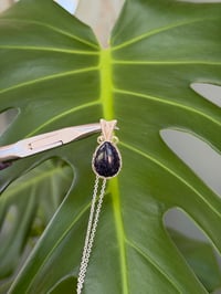Image 6 of Silver Blue Sandstone Teardrop Crystal Necklace