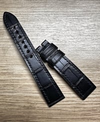 Image 1 of Gunmetal - Double Dark Grey- Alligator Watch Strap