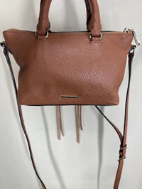 Image 3 of REBECCA MINKOFF micro moto genuine leather brown mini handbag