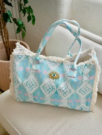 Bodrum Beach Bag ~ Sky Blue & Pink