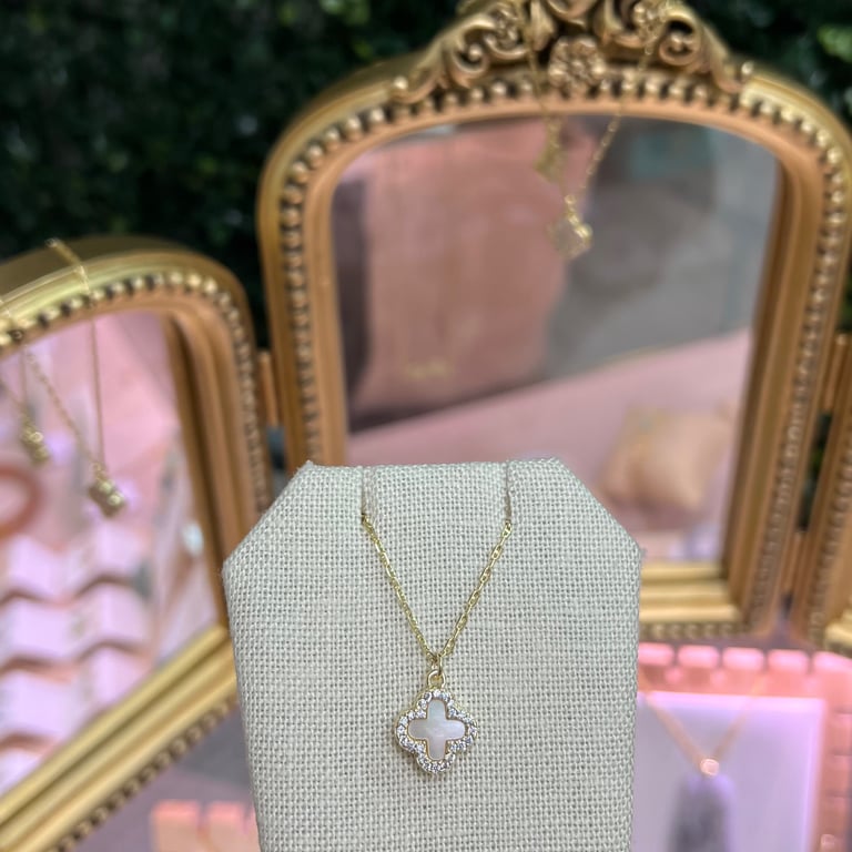 double sided cz clover necklace Image 3