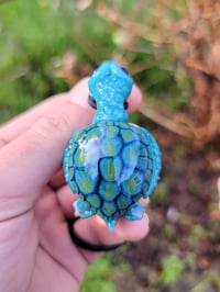 Image 7 of Silver Aqua Baby Sea Turtle Pendant