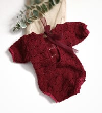 Image 3 of Newborn bodysuit for photo shoots | burgundy |  Favianna