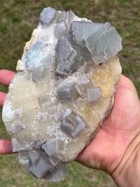 Image 3 of Large QR Code Fluorite On Druzy Quartz Matrix Specimen #2628