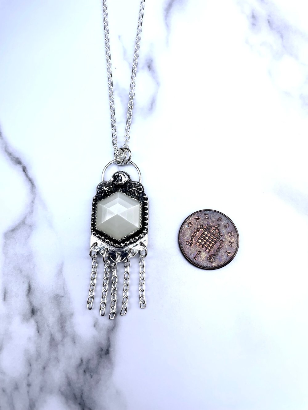 Handmade Sterling Silver White Moonstone Pendant
