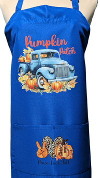 Image 2 of Pumpkin Patch Fall Apron (blue)