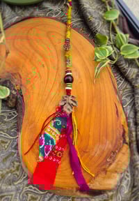 Image 3 of Dread Wrap - Green, Gold & Pink