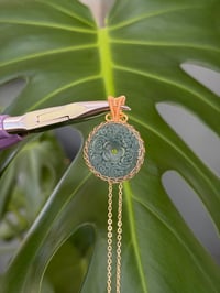 Image 4 of Gold Green Water Jade Coin Crystal Necklace 