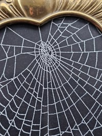Image 4 of Vintage art nouveau brass Heart frame with real preserved web.