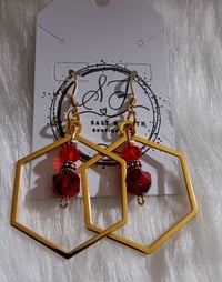 Image 4 of Red & Gold Earrings 