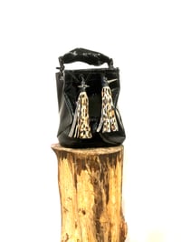 Image 1 of Creatures of the Night Black Patent Patchwork Carryall Bucket