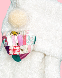 Image 1 of My Heart To Yours Ornament Quilted Heart Pom