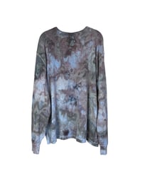 Image 7 of 3XL Unisex Adult Waffle Long Sleeve Shirt in Stone Watercolor Ice Dye