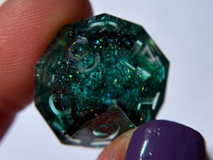 Image of Green and sparkling Pillars 7-piece dice set for TTRPGl