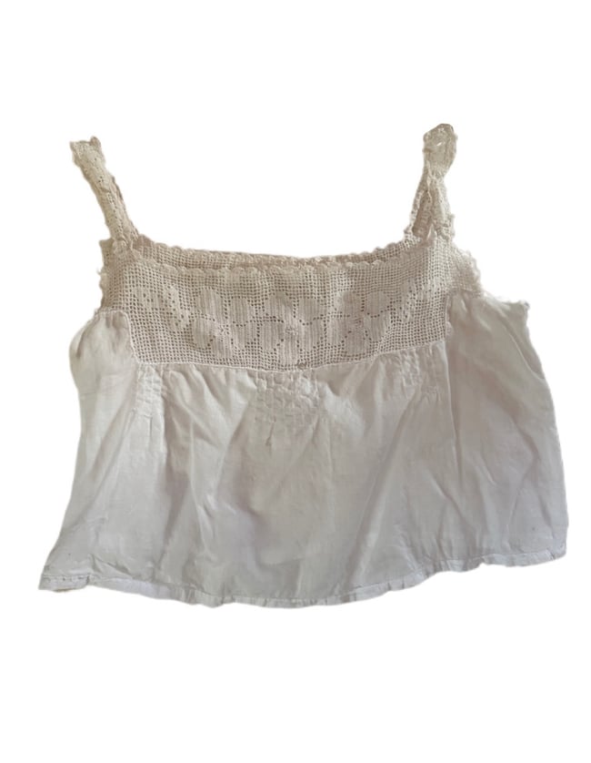 edwardian cotton and crochet floral camisole corset cover tank top