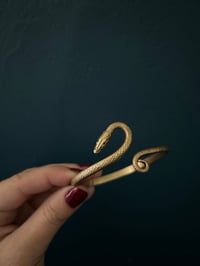 Image 3 of Magnifique bracelet en laiton massif en forme de serpent, 1930-40! Ajustable