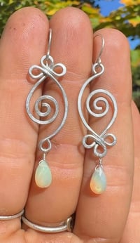 Opal Sterling Silver Swirl Earrings