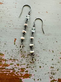 Image 7 of blue topaz pearl and citrine dangle earrings