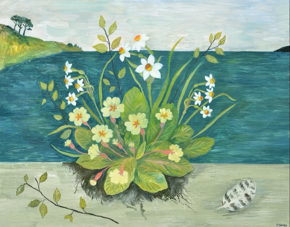 Image of Primroses by the sea Giclee Print 