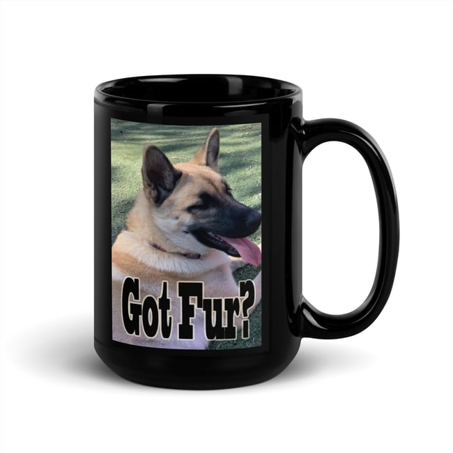 German Shepherd-Got Fur-Black Glossy Mug 1