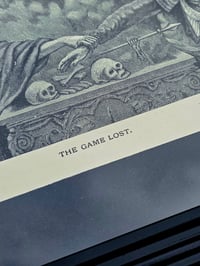 Image 1 of STATEMENT  - Antique engraving “The Game LOST”  with real preserved web
