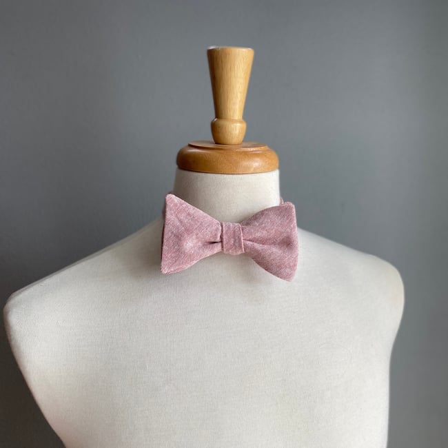 Blush Linen Chambray Bow Tie