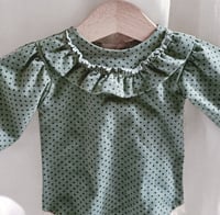 Image 2 of Newborn bodysuit for photo shoots | Martella| dark sage | dots