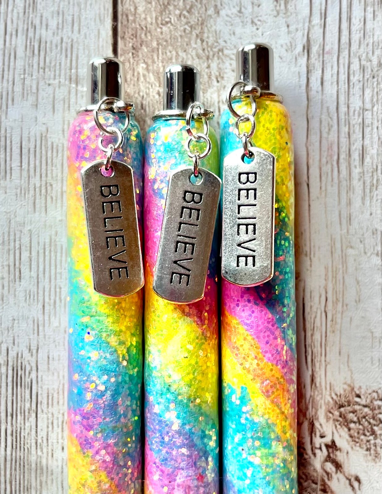 Custom Glittered Pens Days of the Week/rainbow/refilable Ink