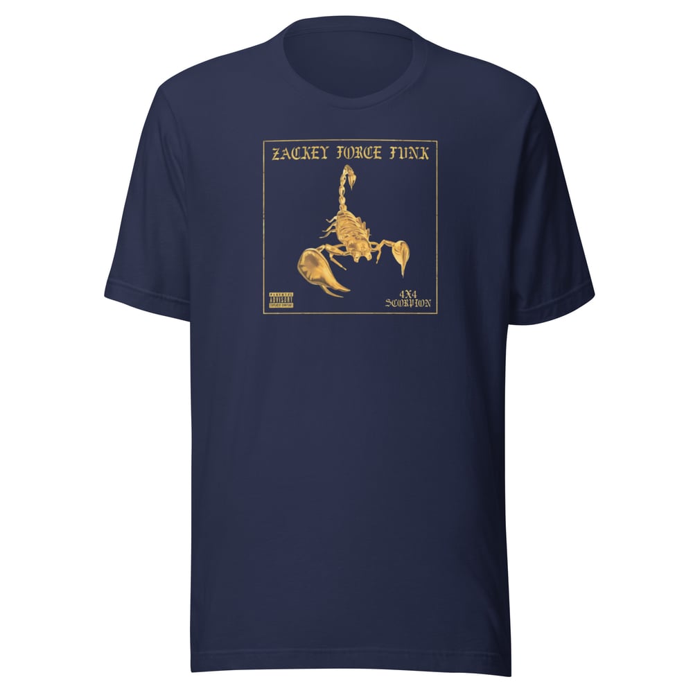 4 X 4 SCORPION  (ZFF ALBUM COVER ART - FRONT PATCH ON NAVY BLUE TEE)