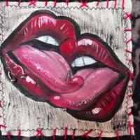 Image 4 of “PIERCED TONGUES” Custom Hand Painted Baby Tee LARGE