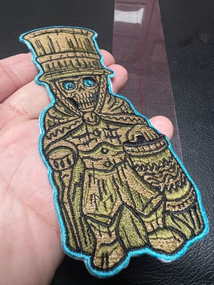 Image of 6” Hat Box Ghost Tiki Mug patch with iron on backing