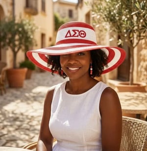Image of Red Raffia Embroidered Floppy Beach Sun Hat