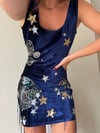 Celestial tassel Navy Velvet Dress 