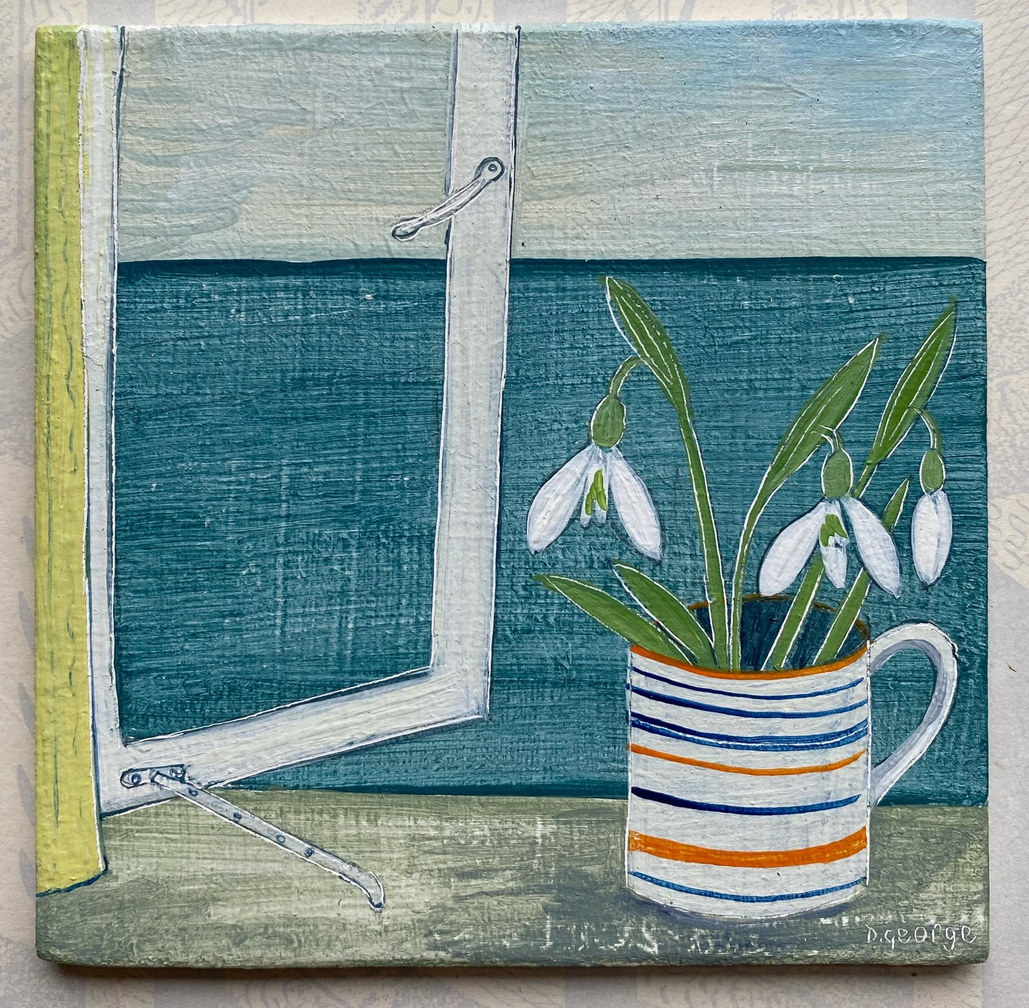 Image of Tiny cup of Snowdrops by the sea 