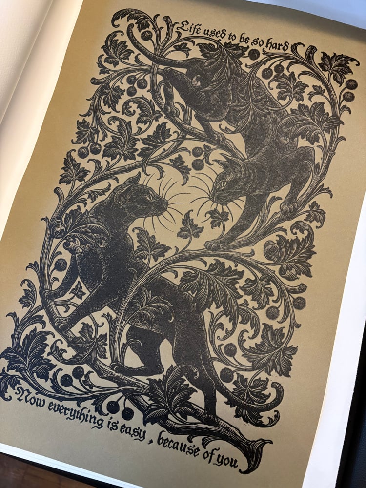 Image of 'Because of You' Original Woodblock Print - 2nd Edition Black on Sand