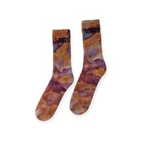 Image 1 of L/XL Adult VANS Hand-Dyed Crew Socks in Solar Flare Ice Dye