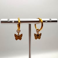Image 2 of Butterfly Huggie Earrings