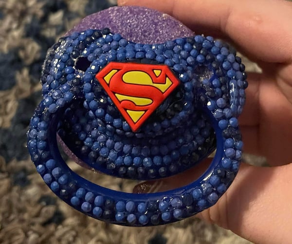 Image of Super Guy Adult Pacifier and Pacifier Clip Set