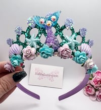 Image 1 of Mermaid tiara crown with Starfish embellishments, party props birthday accessories 
