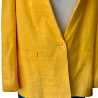 Image 3 of Vintage 1960s-70s Yellow Flax Blend Blazer  - Size 9/10- By Forecaster or Boston
