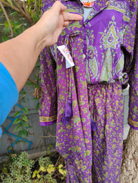 Image 2 of S/ M Sari PJs and matching dust bag with tassel purple 