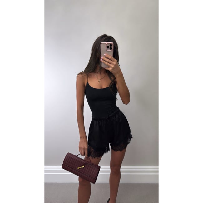 Black silk lace shorts 