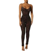 Image 4 of Leopard Print Mesh Jumpsuit jumpsuits women