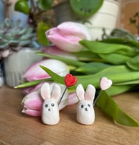 Image 1 of Hand Made Ceramic Cute Bunny holding a Heart