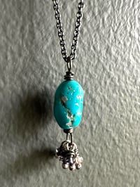 Image 6 of Sleeping Beauty turquoise pendant with gemstone fringe