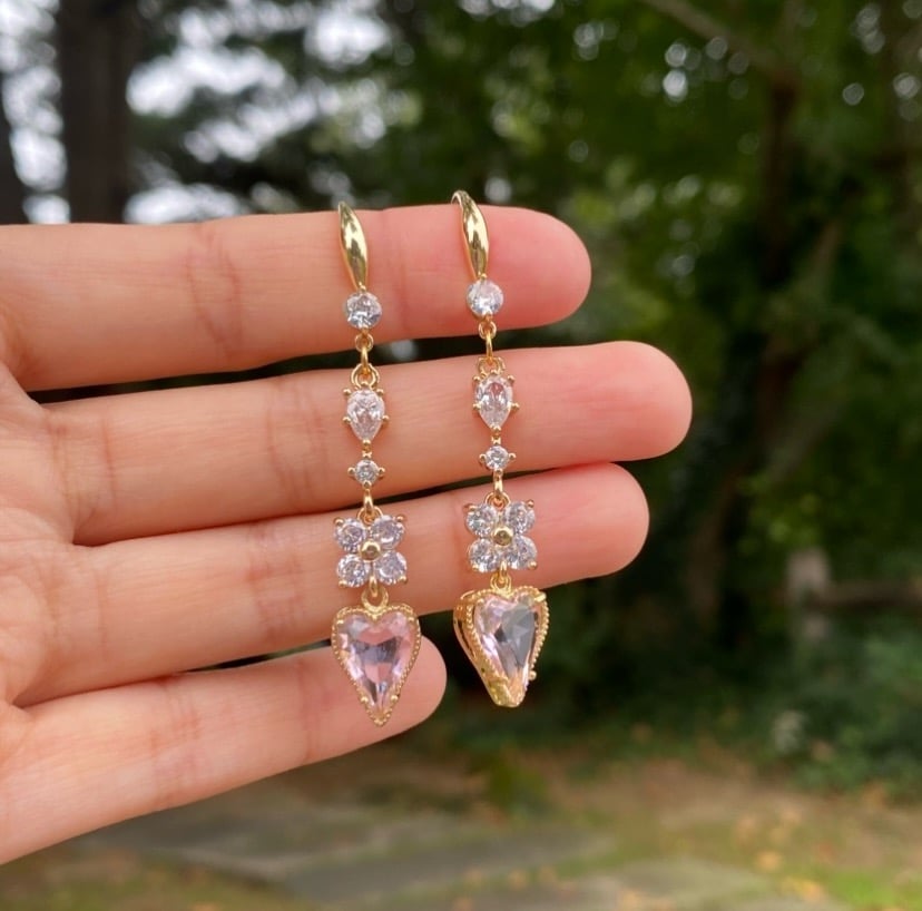 Image of ✨✨❤️Midnight Sparkles✨✨❤️ Pink Dangling Earrings
