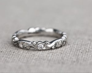 Image of Platinum 3mm floral carved ring